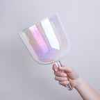 Kristallklangschale EULE KRAFTTIER 432 Hz mit Griff in weiß - 18,5 cm | AkashaBowls®
